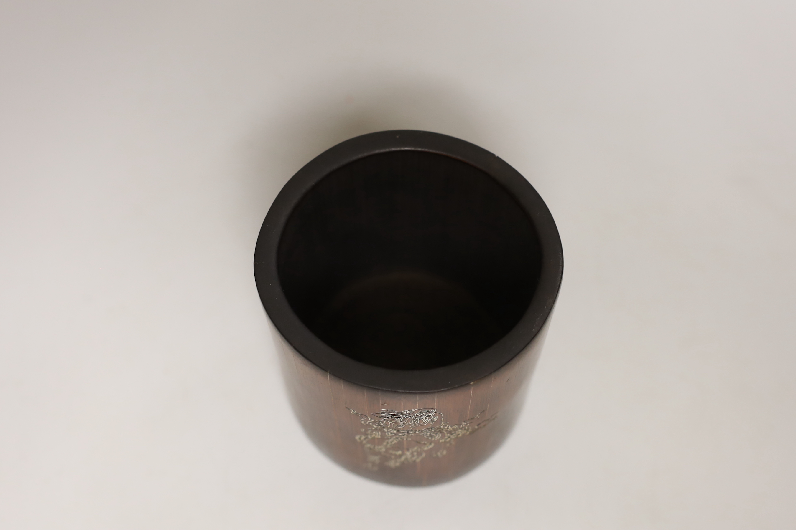 A Chinese bamboo brushpot, 13.5cm high